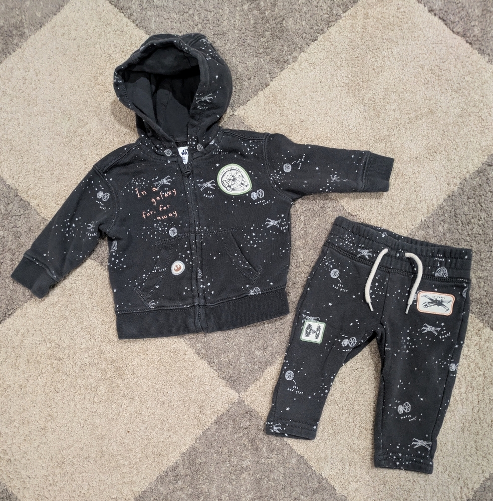 BABY GAP Star Wars Sweatpant Hoodie Set Outfit Baby Boy Kids 3-6 Months